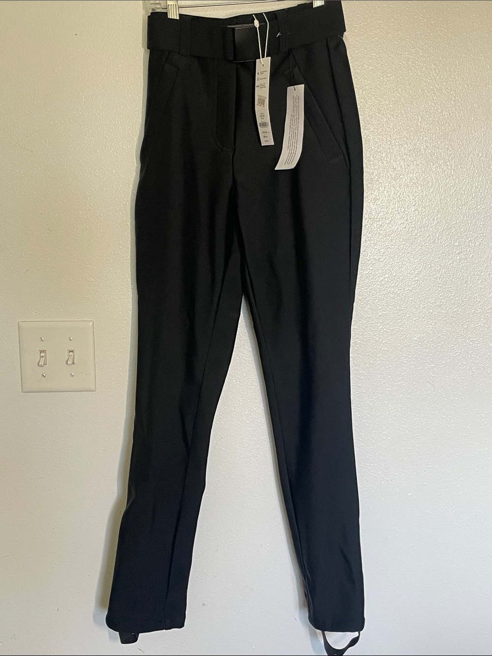 Topshop Black Straight-Leg Snow Pants Trousers with Fabric Belt